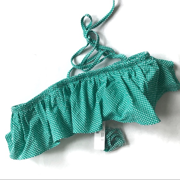 J. Crew Gingham Print Ruffle Bikini Top - Picture 4 of 6